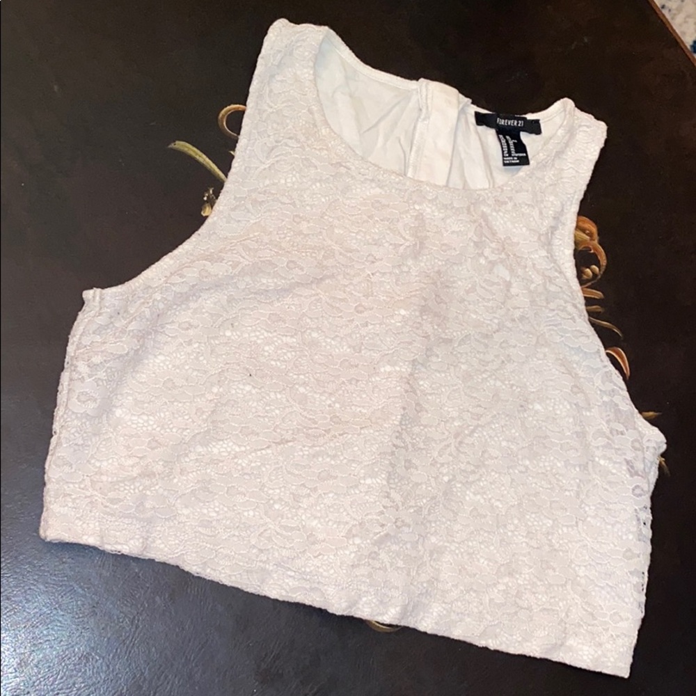 White lace crop top from Forever 21